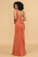 Load image into Gallery viewer, Sunset Mermaid V-neck Bridesmaid Dress With Ruffles