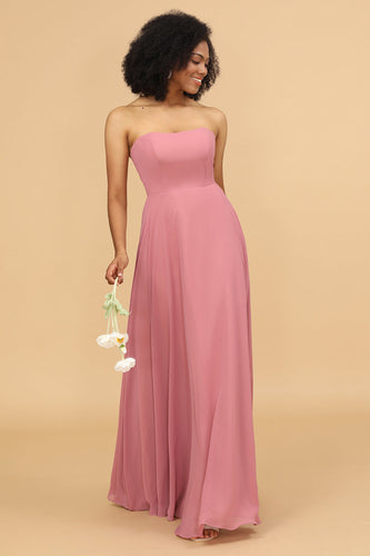 Chiffon A Line Blush Bridesmaid Dress