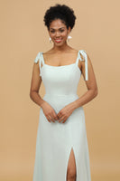 Load image into Gallery viewer, Spaghetti Straps Mint Bridesmaid Dress with Slit