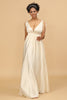 Load image into Gallery viewer, Ivory Deep V-Neck Backless Long Bridesmaid Dress