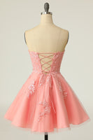 Load image into Gallery viewer, Blush Strapless Short Formal Dress with Appliques