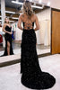 Load image into Gallery viewer, Sparkly Royal Blue Sequins Long Mermaid Formal Dress with Feathers