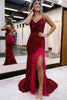 Load image into Gallery viewer, Sparkly Royal Blue Sequins Long Mermaid Formal Dress with Feathers