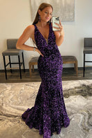 Load image into Gallery viewer, Blue Sequins Mermaid Formal Dress