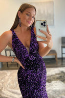 Load image into Gallery viewer, Blue Sequins Mermaid Formal Dress