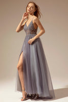 Load image into Gallery viewer, Spaghetti Straps Long Formal Dress With Slit