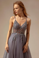 Load image into Gallery viewer, Spaghetti Straps Long Formal Dress With Slit