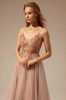 Load image into Gallery viewer, Spaghetti Straps Long Formal Dress With Slit