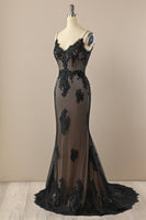 Load image into Gallery viewer, Black Spaghetti Straps Long Formal Dress with Beading