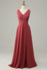 Load image into Gallery viewer, V Neck Desert Rose Sleeveless Chiffon Long Bridesmaid Dress