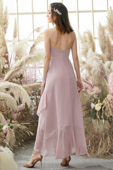 Blush High Low Chiffon Bridemaid Dress