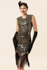 Load image into Gallery viewer, Gold Gatsby Glitter Fringe 1920s Dress