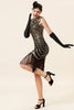 Load image into Gallery viewer, Gold Gatsby Glitter Fringe 1920s Dress