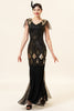 Load image into Gallery viewer, Black and Green Long Sequin 1920s Dress