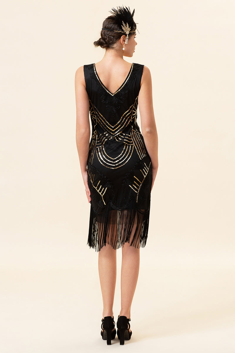 Load image into Gallery viewer, Black Party Sequins 1920s Dress