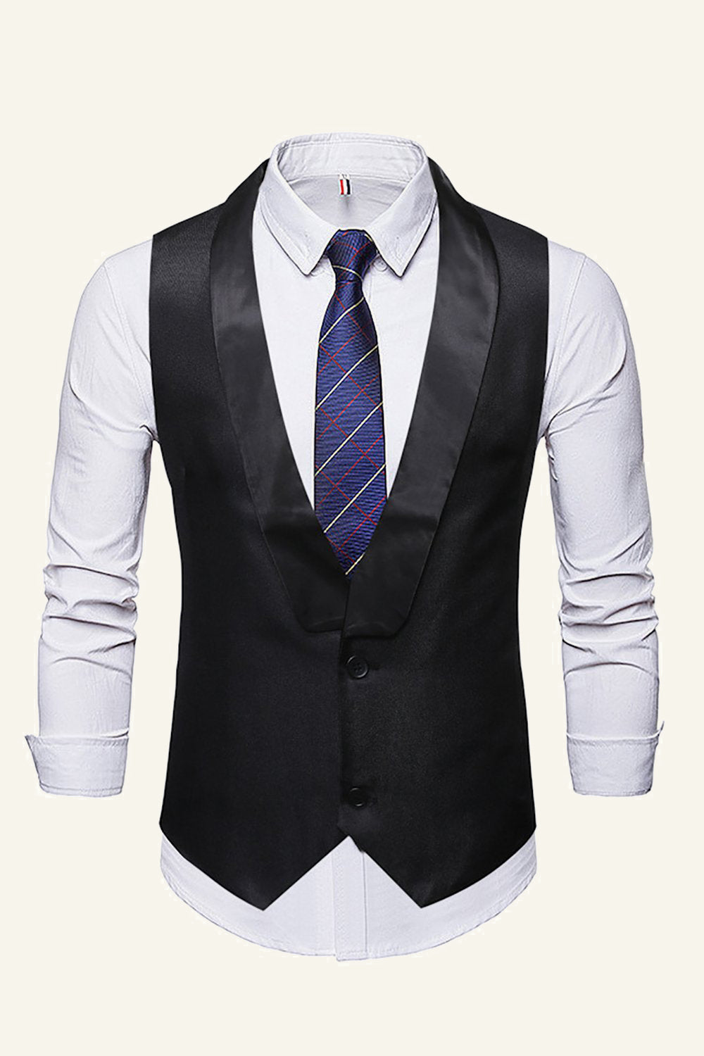 Black Single Breasted Shawl Lapel Men's Vest