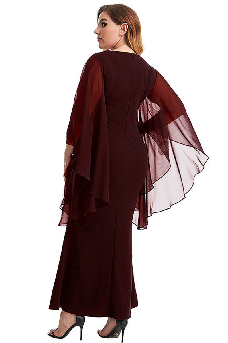 Load image into Gallery viewer, Plus Size Dark Green Batwing Sleeves Mother Of The Bride Dress