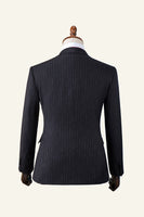 Load image into Gallery viewer, Black Striped Double-Breasted Peaked Lapel 3-Piece Men&#39;s Suit