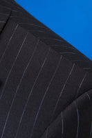 Load image into Gallery viewer, Black Striped Double-Breasted Peaked Lapel 3-Piece Men&#39;s Suit