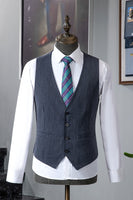 Load image into Gallery viewer, Grey Blue Notched Lapel Classic 3-Piece Men&#39;s Suit