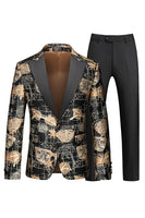 Load image into Gallery viewer, Men&#39;s Red Printed Peak Lapel 2-Piece Homecoming Suits