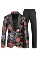 Load image into Gallery viewer, Men&#39;s Red Printed Peak Lapel 2-Piece Homecoming Suits