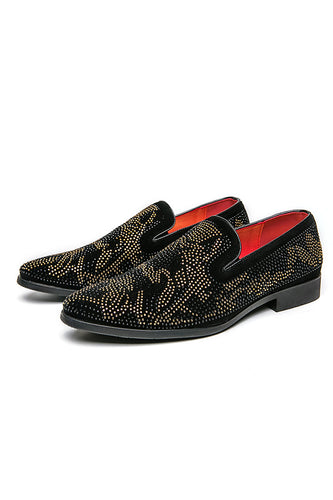 Black Slip-On Beaded Men Shoes