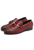 Load image into Gallery viewer, Black Fringe Leather Slip-On Men&#39;s Shoes