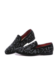 Black Beaded Slip-On Party Men's Shoes