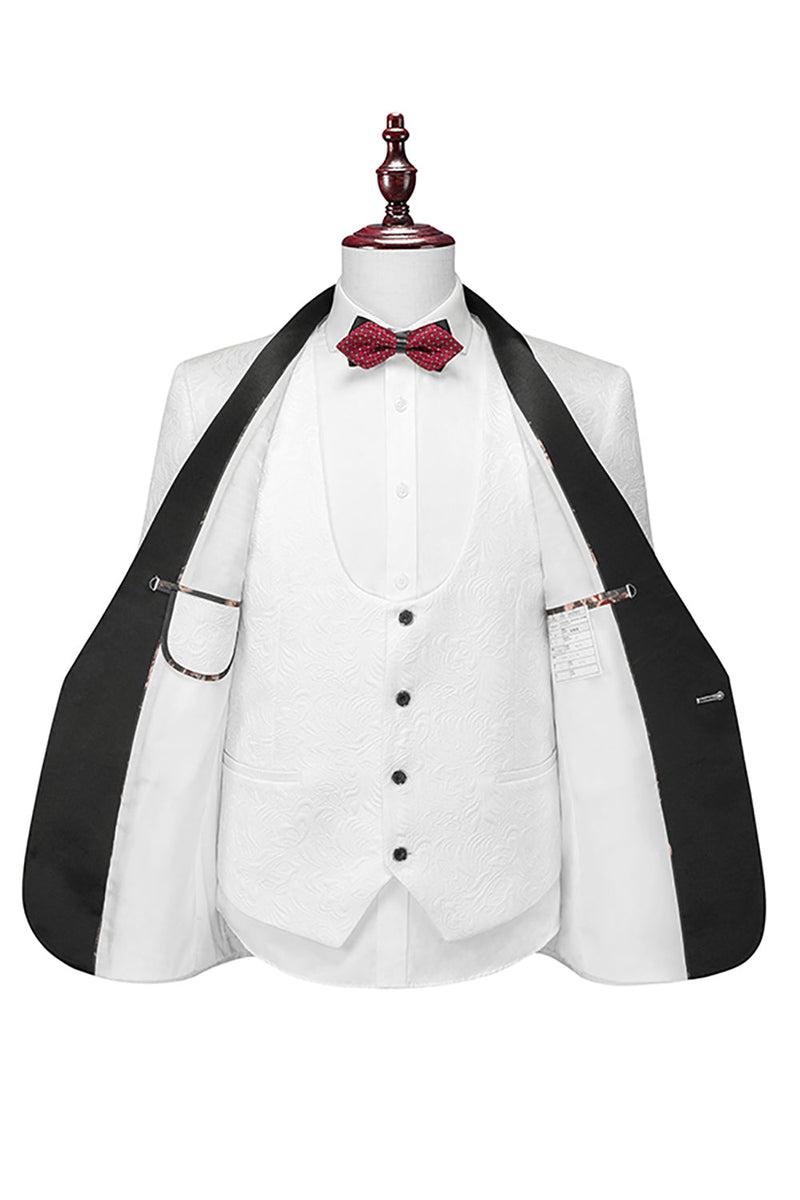 Load image into Gallery viewer, Shawl Lapel White Three-Piece Men&#39;s Suits