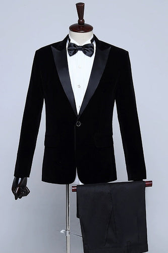 Black One-Piece Velvet Men's Tuxedo for Party