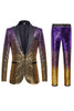 Load image into Gallery viewer, Ombre Sequins Purple Men&#39;s 2 Piece Slim Fit Notched Lapel Homecoming Suits