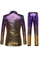 Load image into Gallery viewer, Ombre Sequins Purple Men&#39;s 2 Piece Slim Fit Notched Lapel Homecoming Suits