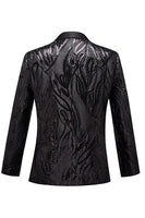 Load image into Gallery viewer, Black Jacquard One Button Men&#39;s Blazer