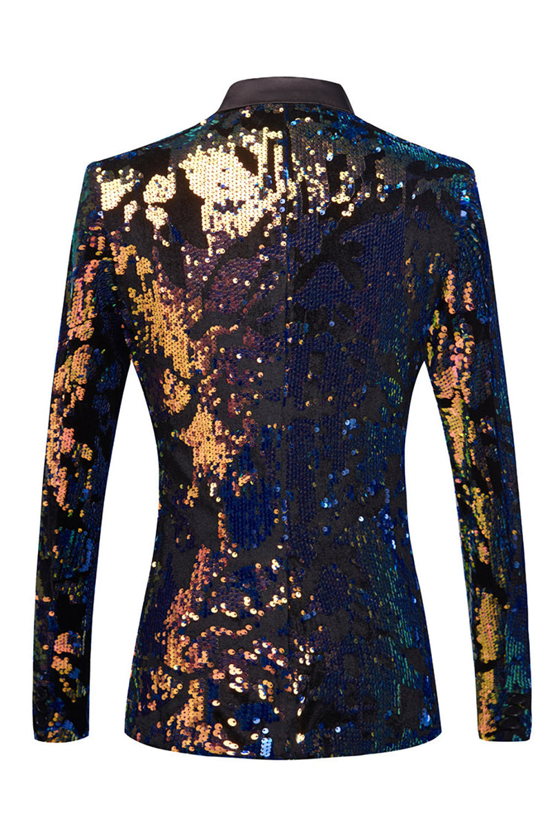 Load image into Gallery viewer, Sparkly Dark Blue Sequins Men&#39;s Blazer
