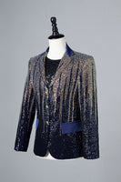 Load image into Gallery viewer, Glitter Navy Sequins Single-Breasted  Men&#39;s Blazer