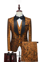 Load image into Gallery viewer, White Jacquard Shawl Lapel 3 Pieces Men&#39;s Suits