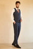 Load image into Gallery viewer, Dark Blue Double Breasted Pinstripe 3 Piece Wedding Men&#39;s Suits