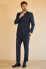 Load image into Gallery viewer, Dark Blue Double Breasted Pinstripe 3 Piece Wedding Men&#39;s Suits