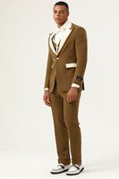 Load image into Gallery viewer, Brown Peak Lapel Single Button Men&#39;s Prom Suits