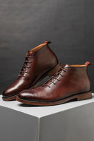 Load image into Gallery viewer, Soft Bottom Breathable High Top Round Toe Lace Up Men&#39;s Shoes