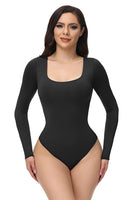 Load image into Gallery viewer, Black Long Sleeves Scoop Neck Tummy Control Shapewear