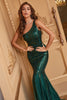 Load image into Gallery viewer, One Shoulder Sparkly Mermaid Sequins Dark Green Long Formal Dress