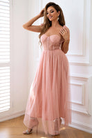Load image into Gallery viewer, A-Line Tulle Blush Corset Formal Dress