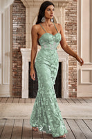 Load image into Gallery viewer, Mermaid Spaghetti Straps Burgundy Corset Formal Dress