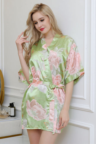 Bridesmaid Floral Robes Green Print Robes