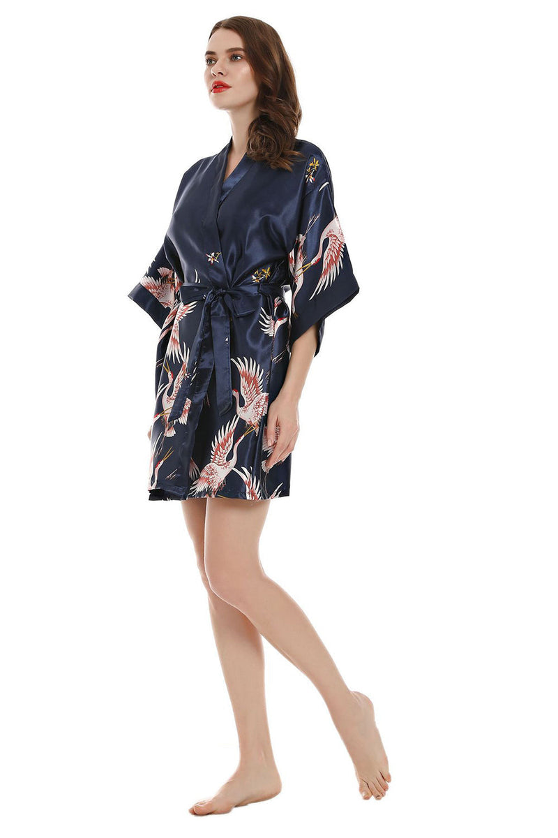 Load image into Gallery viewer, Navy Two-piece Print Bridal Party Robes