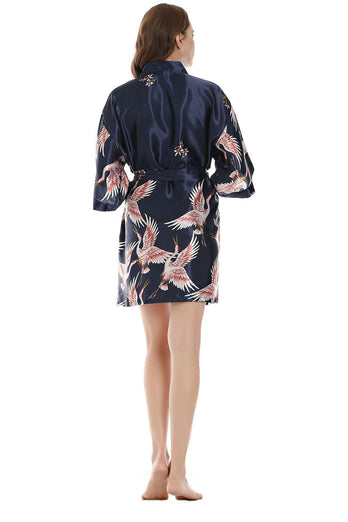 Navy Two-piece Print Bridal Party Robes