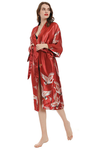 Black Midi Kimono Bridal Party Robes