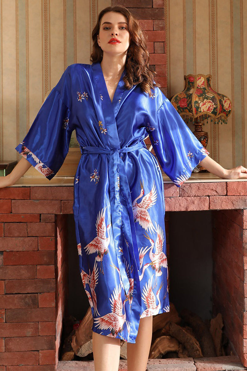 Load image into Gallery viewer, Black Midi Kimono Bridal Party Robes